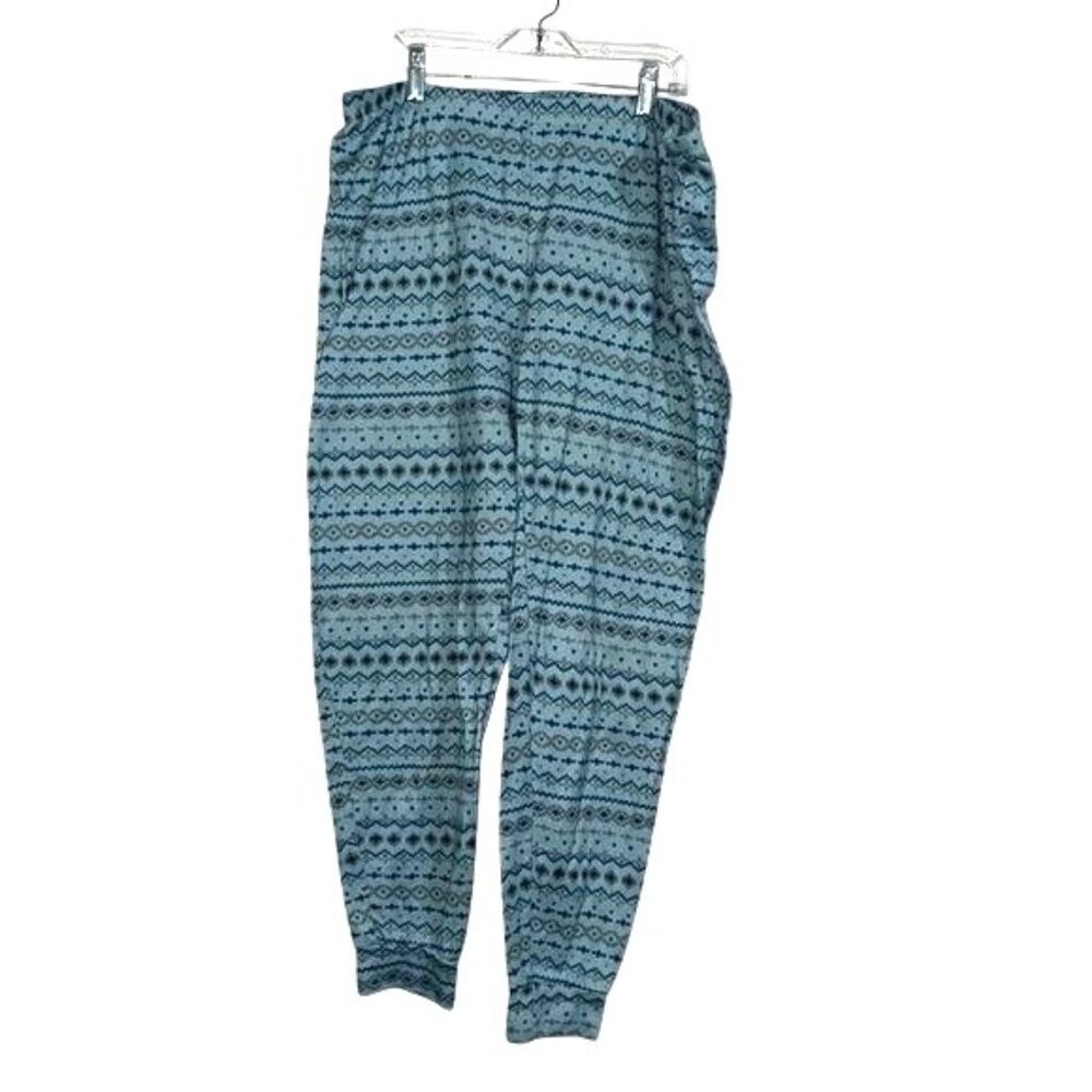 Cozy Blue Patterned Womens Lounge Pants With Elastic Waistband - Basic Editions